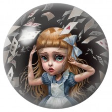 Cabochon en Verre Illustré Alice sous une Pluie de Cartes 12 à 25mm pour la Création de Bijoux Fantaisie - DIY