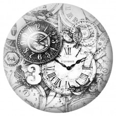 Cabochon en Verre Illustré Horloges d'Alice en Noir et Blanc 12 à 25mm pour la Création de Bijoux Fantaisie - DIY