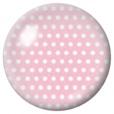 Cabochon en Verre Illustré Rose à Pois Blanc 12 à 25mm pour la Création de Bijoux Fantaisie - DIY
