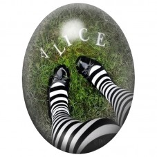 Cabochon en Verre Illustré Alice au Pays des Merveilles 13x18, 18x25 ou 30x40mm pour la Création de Bijoux Fantaisie - DIY