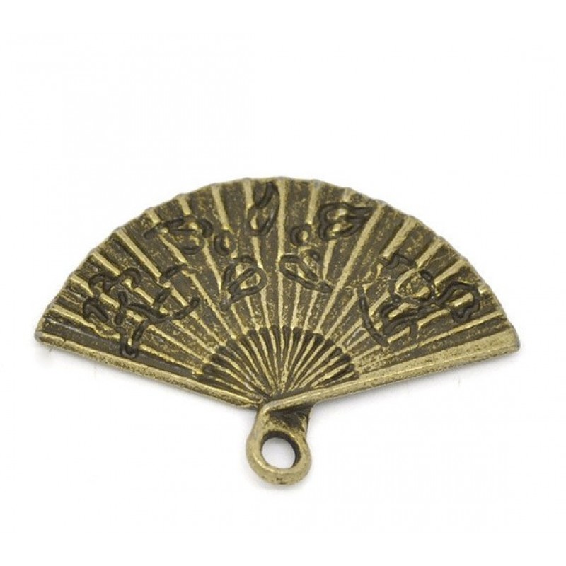 4 Breloques Éventail Bronze 25x18mm