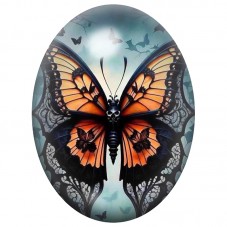 Cabochon en Verre Illustré Papillon Orange Gothique 13x18, 18x25 ou 30x40mm pour la Création de Bijoux Fantaisie - DIY