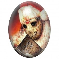 Cabochon en Verre Illustré Père Noël au Masque de Hockey 13x18, 18x25 ou 30x40mm pour la Création de Bijoux Fantaisie - DIY