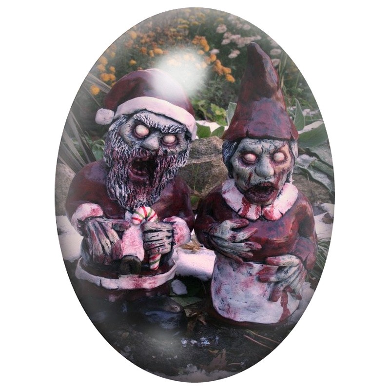 Cabochon en Verre Illustré Pères Noël Zombies au Festin 13x18, 18x25 ou 30x40mm