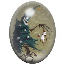 Cabochon en Verre Illustré Sapin Carnivore de Noël 13x18, 18x25 ou 30x40mm pour la Création de Bijoux Fantaisie - DIY
