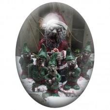 Cabochon en Verre Illustré Père Noël Zombie aux Cadeaux 13x18, 18x25 ou 30x40mm pour la Création de Bijoux Fantaisie - DIY