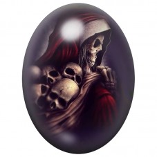 Cabochon en Verre Illustré Faucheuse au Crâne de Noël 13x18, 18x25 ou 30x40mm pour la Création de Bijoux Fantaisie - DIY