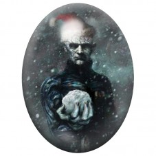 Cabochon en Verre Illustré Père Noël au Poing Glacé 13x18, 18x25 ou 30x40mm pour la Création de Bijoux Fantaisie - DIY