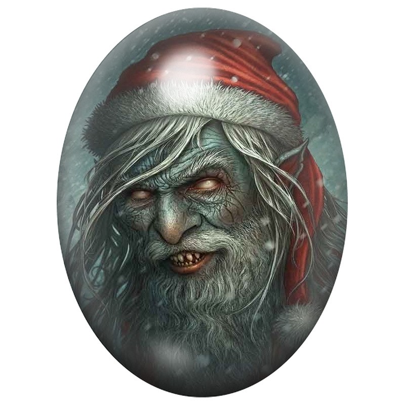 Cabochon en Verre Illustré Père Noël Mort-Vivant 13x18, 18x25 ou 30x40mm