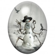 Cabochon en Verre Illustré Bonhomme de Neige Zombie 13x18, 18x25 ou 30x40mm pour la Création de Bijoux Fantaisie - DIY