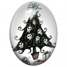 Cabochon en Verre Illustré Sapin de Noël aux Crânes 13x18, 18x25 ou 30x40mm pour la Création de Bijoux Fantaisie - DIY