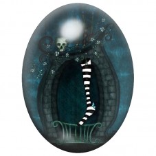 Cabochon en Verre Illustré Silhouette dans la Cheminée Gothique 13x18, 18x25 ou 30x40mm pour la Création de Bijoux Fantaisie - D