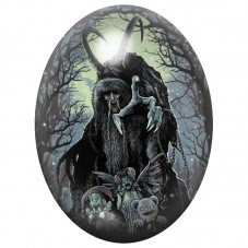 Cabochon en Verre Illustré Krampus à la Faux 13x18, 18x25 ou 30x40mm pour la Création de Bijoux Fantaisie - DIY