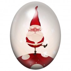 Cabochon en Verre Illustré Père Noël avec Lapins et Cadeaux 13x18, 18x25 ou 30x40mm pour la Création de Bijoux Fantaisie - DIY