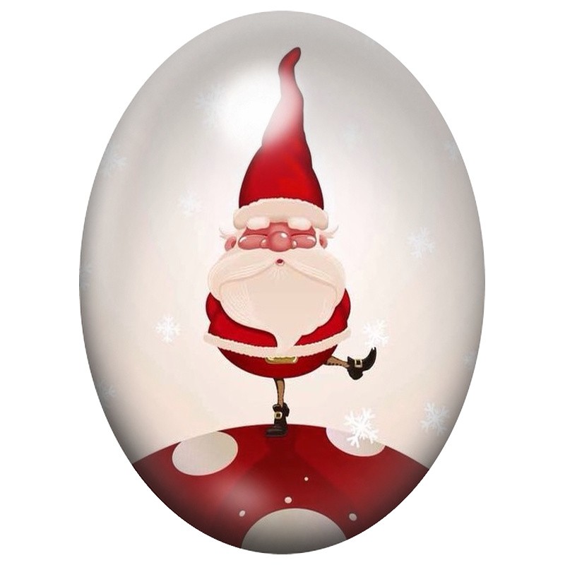 Cabochon en Verre Illustré Père Noël avec Lapins et Cadeaux 13x18, 18x25 ou 30x40mm