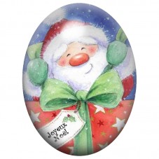 Cabochon en Verre Illustré Père Noël au Grand Nœud Vert 13x18, 18x25 ou 30x40mm pour la Création de Bijoux Fantaisie - DIY