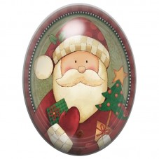 Cabochon en Verre Illustré Père Noël au Cadeau Vert 13x18, 18x25 ou 30x40mm pour la Création de Bijoux Fantaisie - DIY