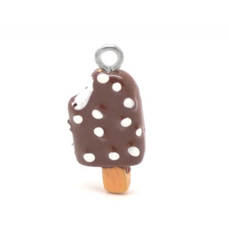2 Breloques Glace au Chocolat en Résine 24x10mm