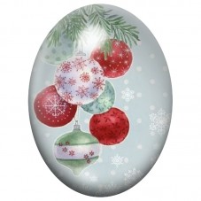 Cabochon en Verre Illustré Boules de Noël Rouges et Blanches 13x18, 18x25 ou 30x40mm pour la Création de Bijoux Fantaisie - DIY