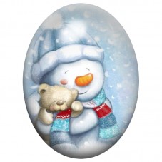 Cabochon en Verre Illustré Bonhomme de Neige au Doudou 13x18, 18x25 ou 30x40mm pour la Création de Bijoux Fantaisie - DIY