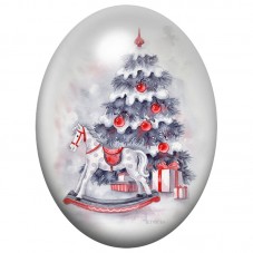 Cabochon en Verre Illustré Sapin de Noël aux Cadeaux 13x18, 18x25 ou 30x40mm pour la Création de Bijoux Fantaisie - DIY