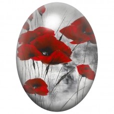Cabochon en Verre Illustré Coquelicots Rouges Aquarelle 13x18, 18x25 ou 30x40mm pour la Création de Bijoux Fantaisie - DIY