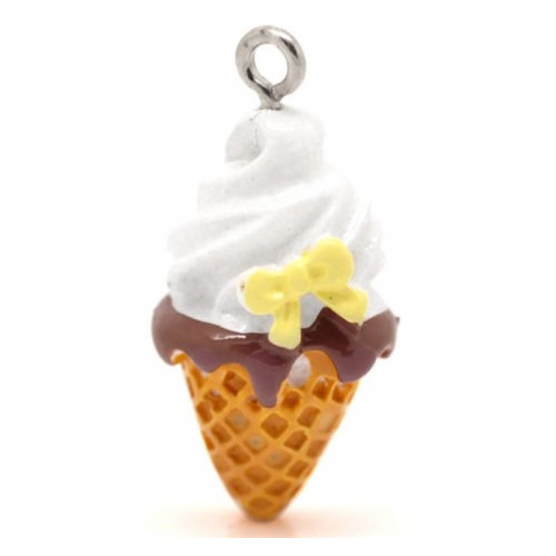 2 Breloques Cornet de Glace en Résine 26x13mm