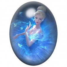 Cabochon en Verre Illustré Cendrillon dans la Lumière Bleue 13x18, 18x25 ou 30x40mm pour la Création de Bijoux Fantaisie - DIY