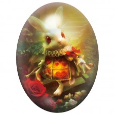 Cabochon en Verre Illustré Lapin Blanc Alice au Pays des Merveilles 13x18, 18x25 ou 30x40mm pour la Création de Bijoux Fantaisie