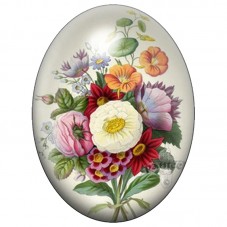 Cabochon en Verre Illustré Bouquet de Fleurs Anciennes 13x18, 18x25 ou 30x40mm pour la Création de Bijoux Fantaisie - DIY