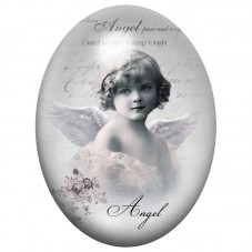 Cabochon en Verre Illustré Angelot Vintage dans les Nuages 13x18, 18x25 ou 30x40mm pour la Création de Bijoux Fantaisie - DIY