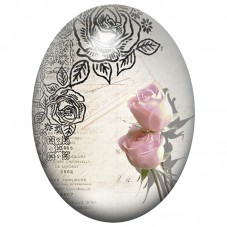 Cabochon en Verre Illustré Roses Vintage sur Lettre Ancienne 13x18, 18x25 ou 30x40mm pour la Création de Bijoux Fantaisie - DIY