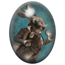 Cabochon en Verre Illustré Lapin Blanc en Costume 13x18, 18x25 ou 30x40mm pour la Création de Bijoux Fantaisie - DIY