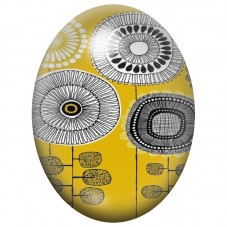 Cabochon en Verre Illustré Fleurs Graphiques Jaunes et Grises 13x18, 18x25 ou 30x40mm pour la Création de Bijoux Fantaisie - DIY