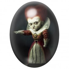 Cabochon en Verre Illustré La Reine de Coeur Alice Gothique 13x18, 18x25 ou 30x40mm pour la Création de Bijoux Fantaisie - DIY