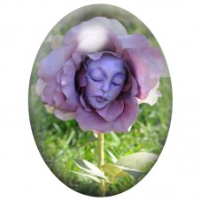 Cabochon en Verre Illustré Rose Violette au Visage Endormi 13x18, 18x25 ou 30x40mm pour la Création de Bijoux Fantaisie - DIY