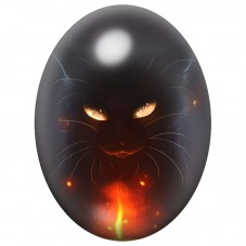 Cabochon en Verre Illustré Chat Démon aux Yeux de Braise 13x18, 18x25 ou 30x40mm pour la Création de Bijoux Fantaisie - DIY