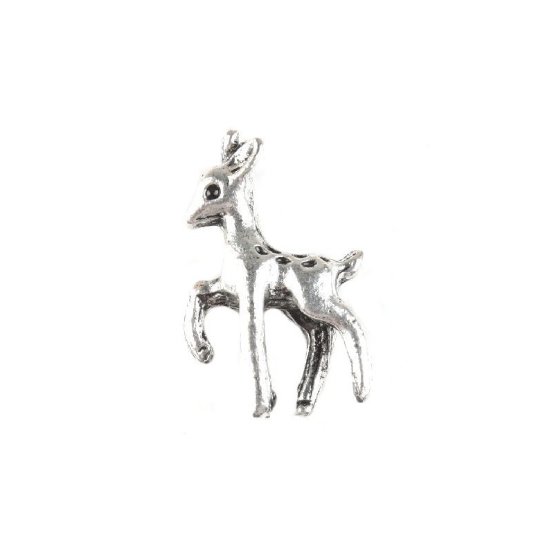5 Breloques Faon Argenté à Strasser 22x13mm