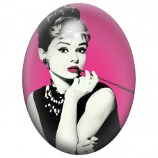 Cabochon en Verre Illustré Audrey Hepburn Pop Art Rose 13x18, 18x25 ou 30x40mm pour la Création de Bijoux Fantaisie - DIY