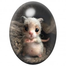 Cabochon en Verre Illustré Petite Souris au Regard Tendre 13x18, 18x25 ou 30x40mm pour la Création de Bijoux Fantaisie - DIY