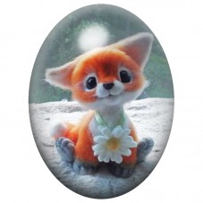 Cabochon en Verre Illustré Petit Renard à la Marguerite 13x18, 18x25 ou 30x40mm pour la Création de Bijoux Fantaisie - DIY