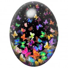 Cabochon en Verre Illustré Envolée de Papillons Multicolores 13x18, 18x25 ou 30x40mm pour la Création de Bijoux Fantaisie - DIY