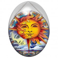 Cabochon en Verre Illustré Soleil et Lune Entrelacés 13x18, 18x25 ou 30x40mm pour la Création de Bijoux Fantaisie - DIY