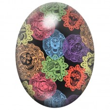 Cabochon en Verre Illustré Dentelle de Calaveras Multicolores 13x18, 18x25 ou 30x40mm pour la Création de Bijoux Fantaisie - DIY