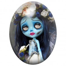 Cabochon en Verre Illustré Poupée Sally à la Couronne de Fleurs 13x18, 18x25 ou 30x40mm pour la Création de Bijoux Fantaisie - D