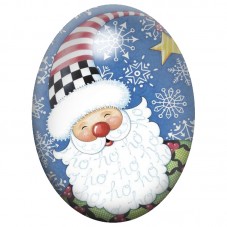 Cabochon en Verre Illustré Père Noël au Bonnet Étoilé 13x18, 18x25 ou 30x40mm pour la Création de Bijoux Fantaisie - DIY