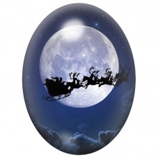 Cabochon en Verre Illustré Traîneau du Père Noël sous la Lune 13x18, 18x25 ou 30x40mm pour la Création de Bijoux Fantaisie - DIY