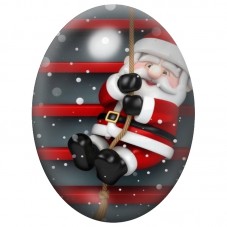 Cabochon en Verre Illustré Père Noël Coincé dans la Cheminée 13x18, 18x25 ou 30x40mm pour la Création de Bijoux Fantaisie - DIY