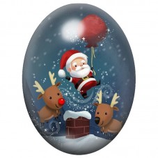 Cabochon en Verre Illustré Père Noël au Ballon Rouge 13x18, 18x25 ou 30x40mm pour la Création de Bijoux Fantaisie - DIY