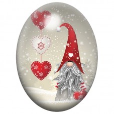 Cabochon en Verre Illustré Lutin de Noël aux Cœurs Rouges 13x18, 18x25 ou 30x40mm pour la Création de Bijoux Fantaisie - DIY